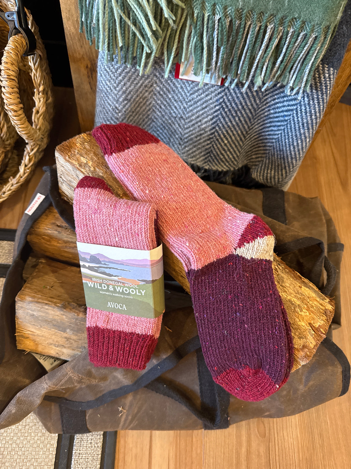 Dusty Pink & Portnoo Women's Donegal Wool Socks
