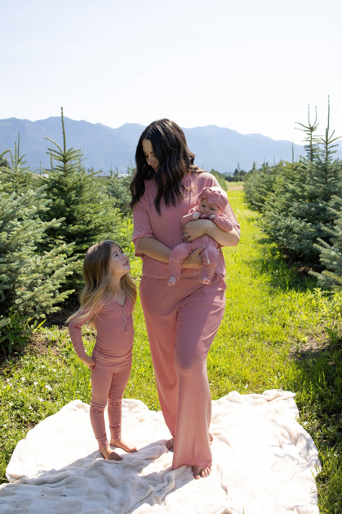 Women's Boxy Tee Lounge Set | Peppermint Stripe Ribbed