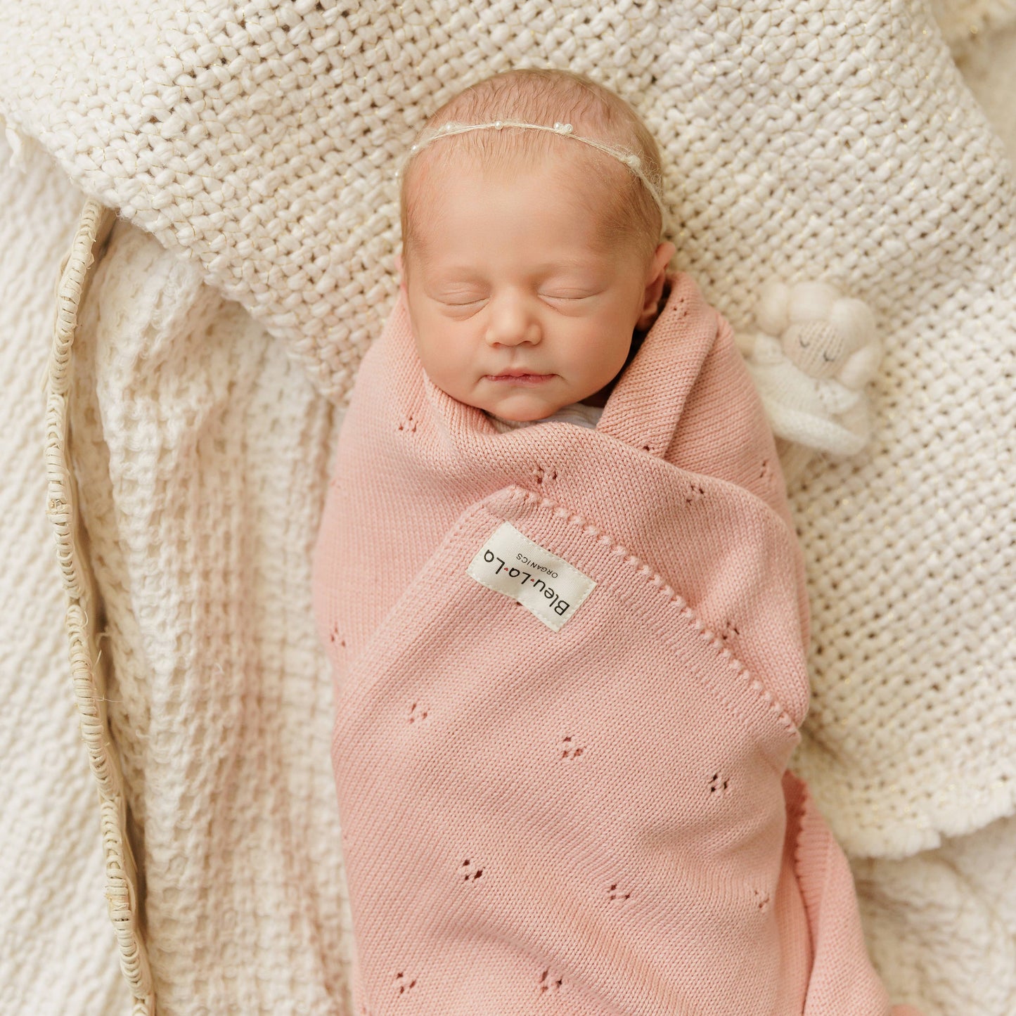 100% Organic Cotton Pointelle Swaddle Receiving Baby Blanket: Dove Grey