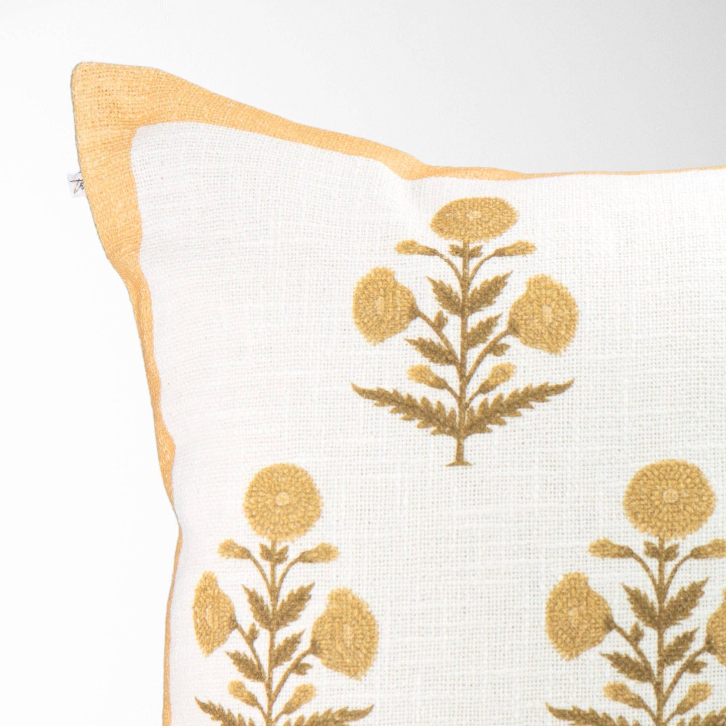 Seraphina Gold Mughal Flower Pillow - Elegant, Decorative