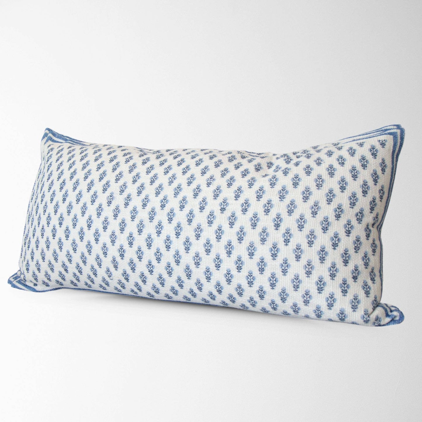 Celeste Blue Mughal Flower Lumbar Pillow Cover – Coastal