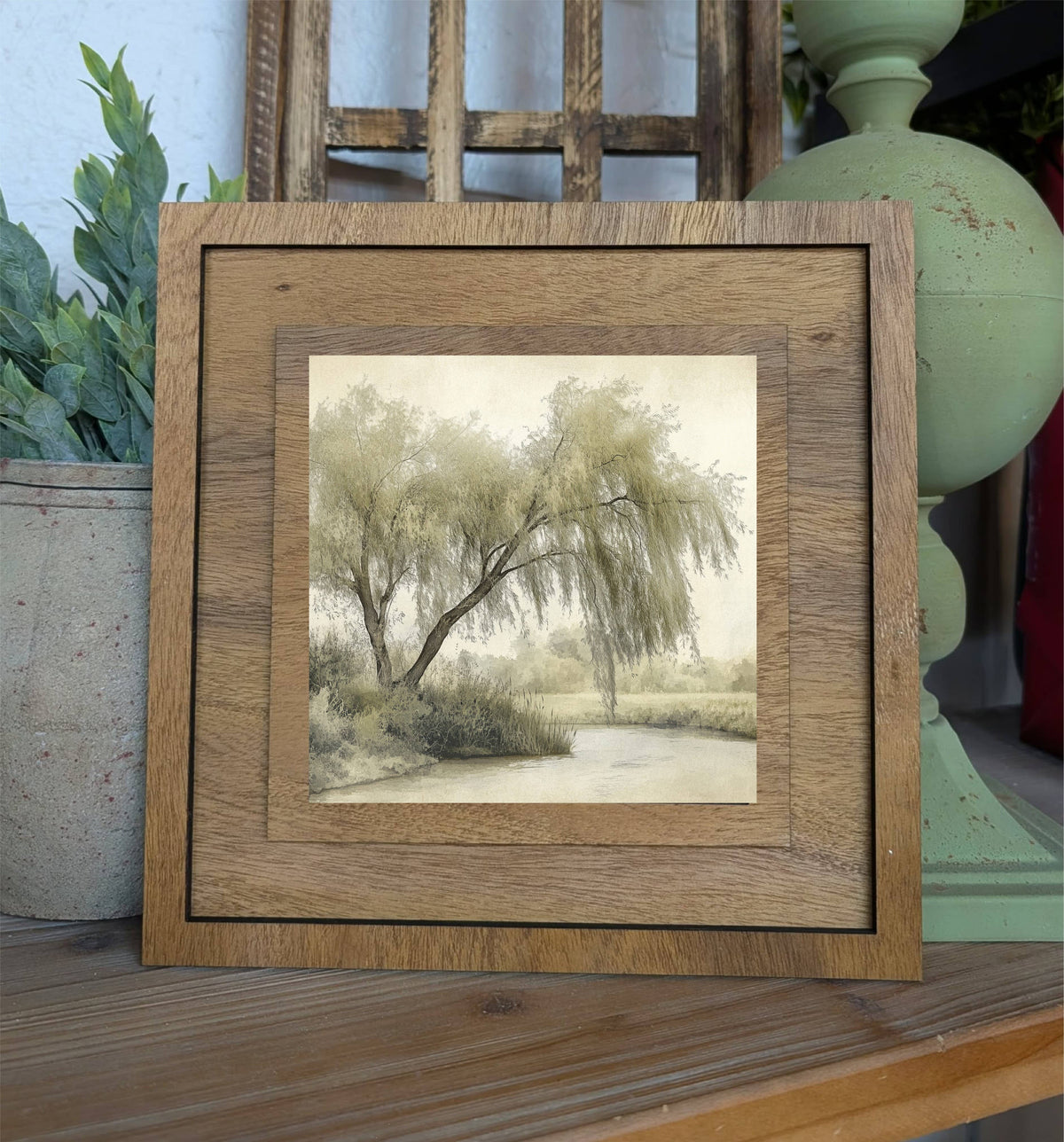 Square Framed Antique Cottage Art