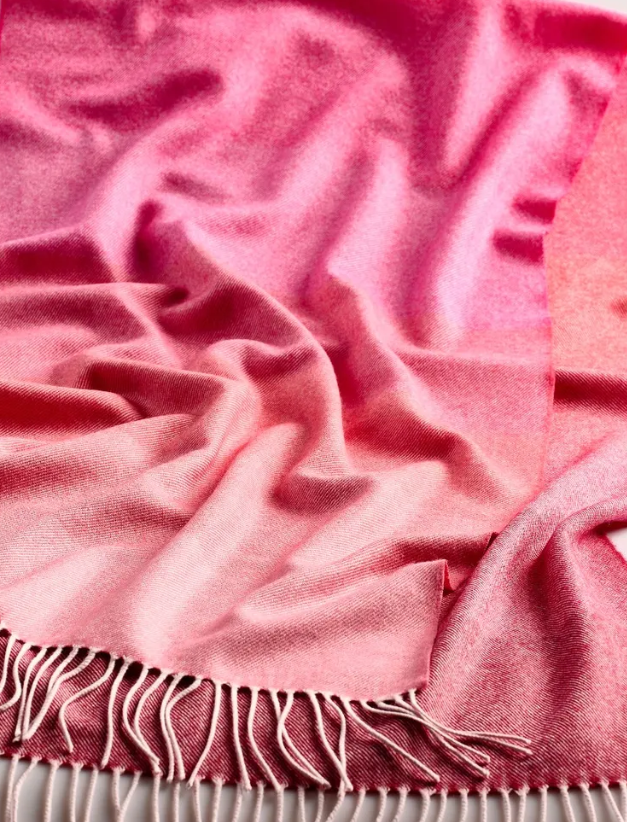 Ombre Rose Extra Wide Merino Scarf by Avoca