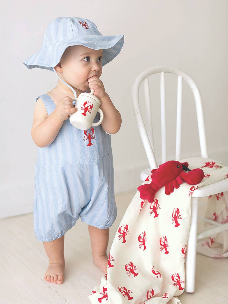 Swaddle Blanket + Plush Rattle - Lobster