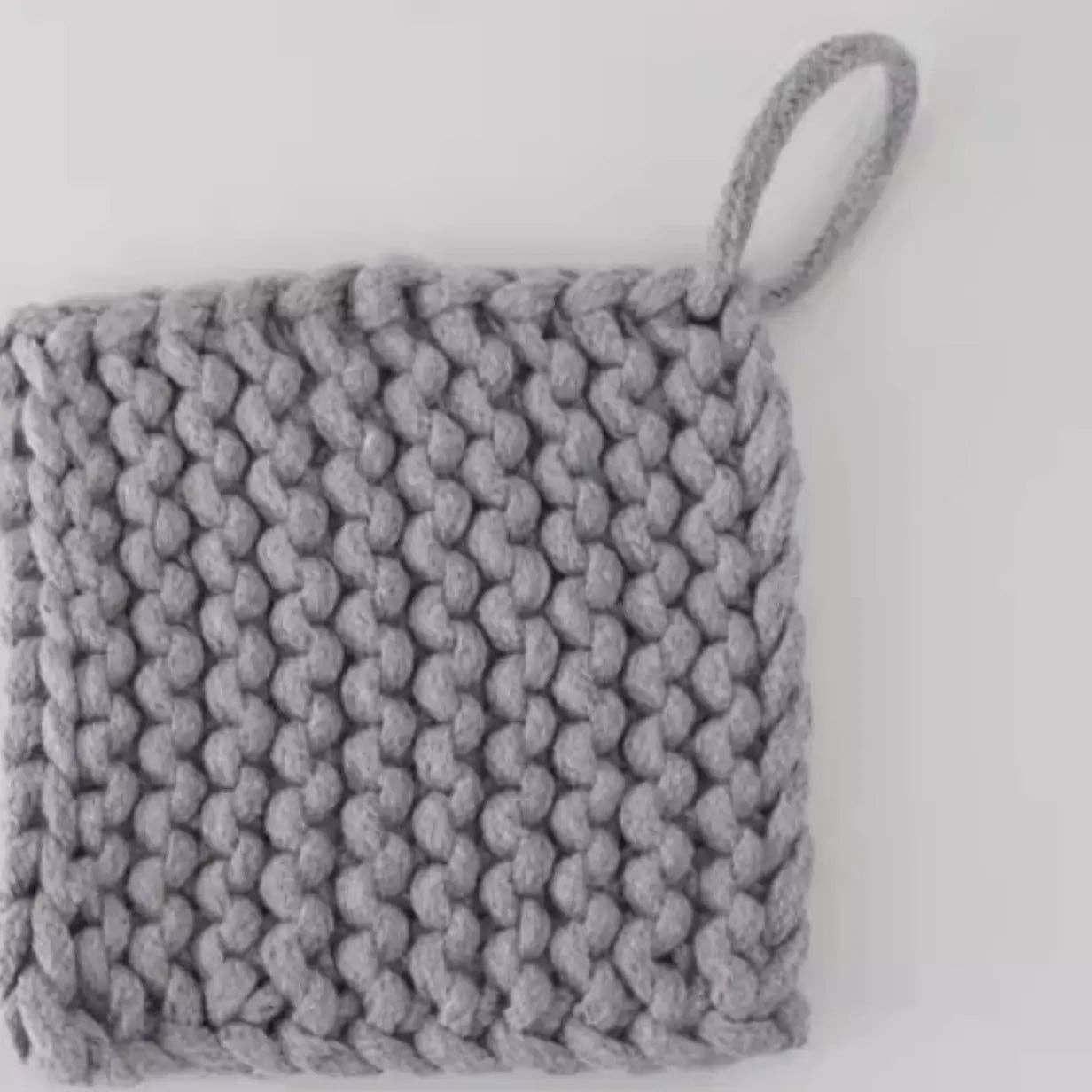 Cotton Crocheted Pot Holder: Grey Large