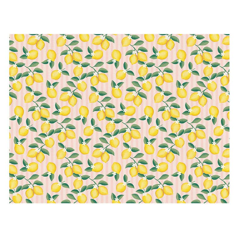 Baby Blanket - Pink Stripes + Lemons