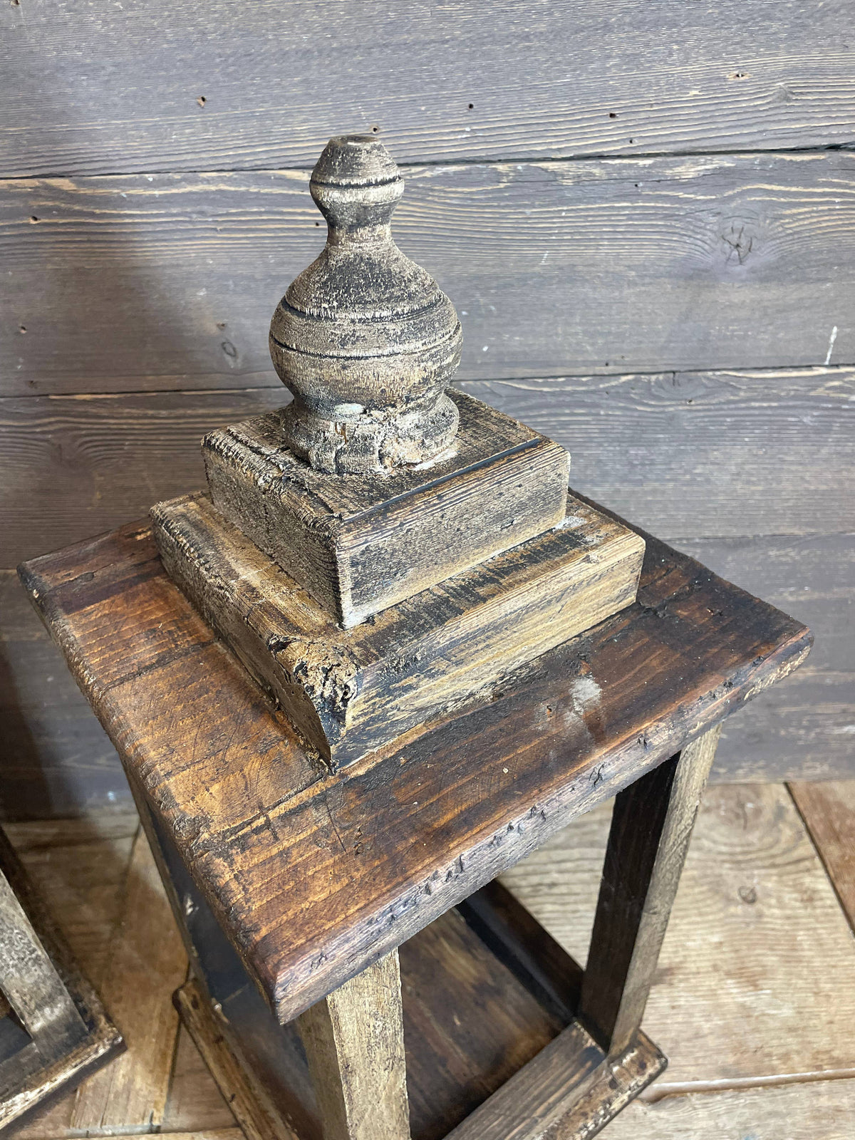 Baylor Rustic Farmhouse Wood Lantern-Home Decor-Dark Tone