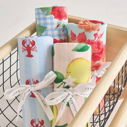 Baby Blanket - Blue Stripes + Lobsters