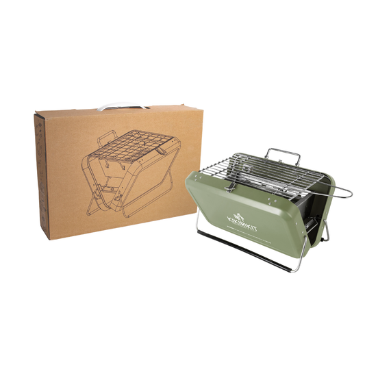 Basic Kit Portable Foldable Hunting Green Charcoal Barbecue