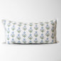 Amalthea Blue Linen Block Print Lumbar Pillow Cover