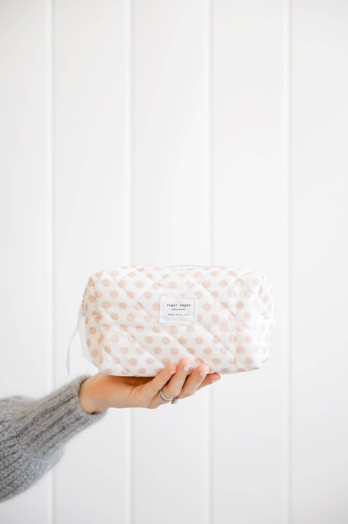 Small Cosmetic Pouch, Rose Polka Dot