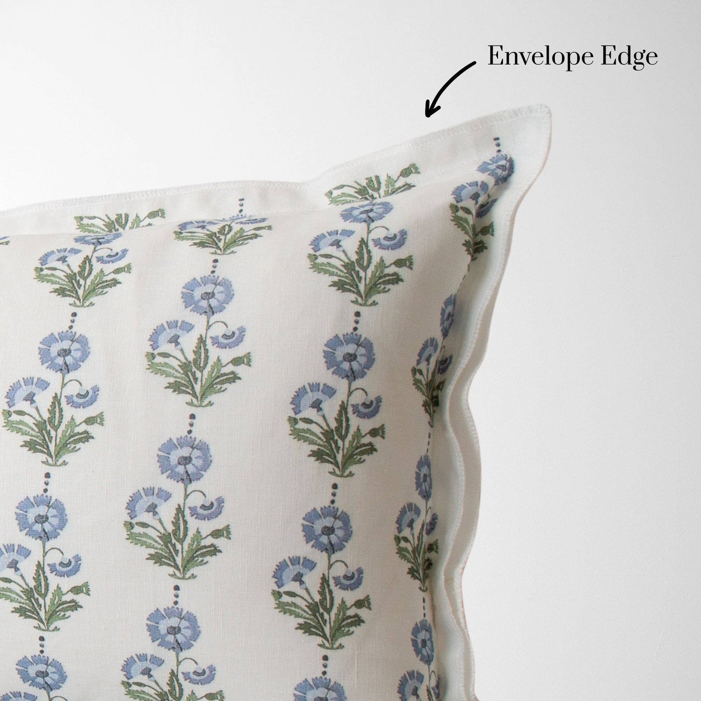 Amalthea Blue Linen Block Print Lumbar Pillow Cover