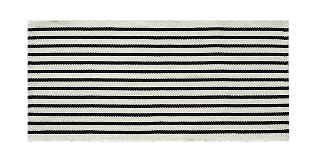 Black-Ivory Cotton Blend Classic Striped Small Area Rug