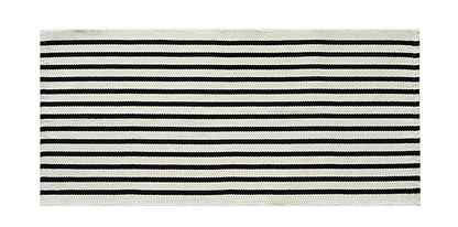Black-Ivory Cotton Blend Classic Striped Small Area Rug