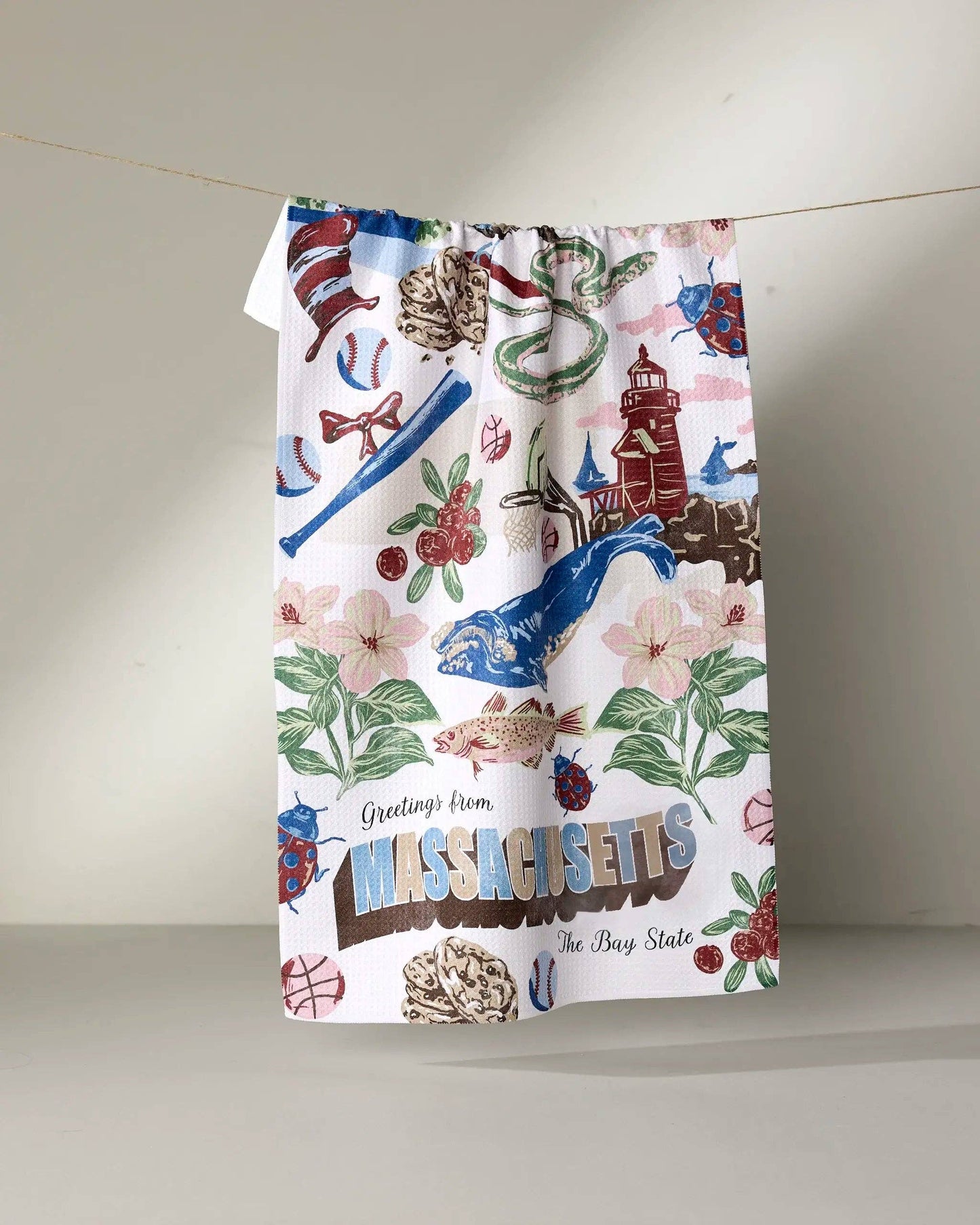 Greetings From Massachusetts Tea Towel