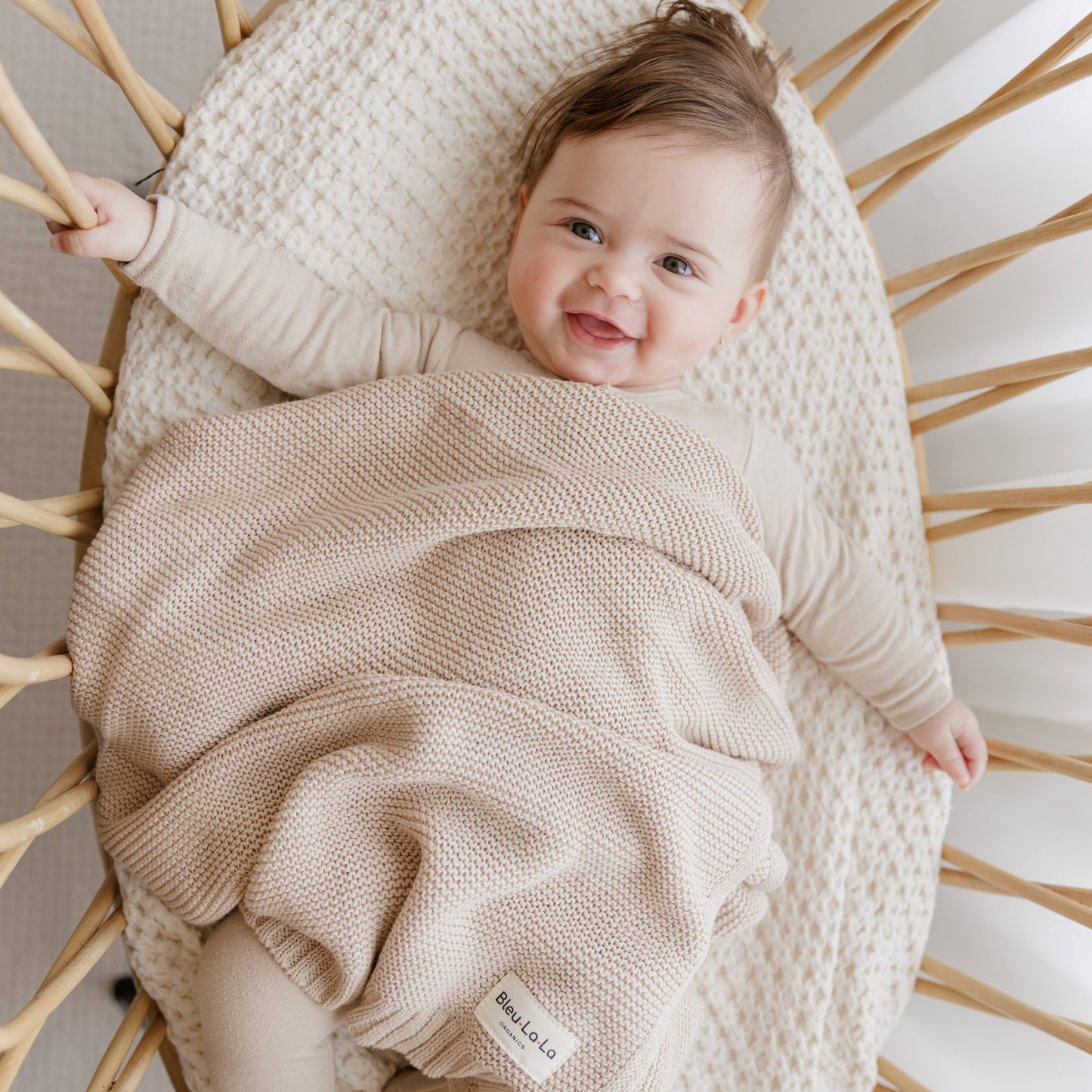 Heritage Knit 100% Organic Cotton Swaddle Baby Blanket: Oatmeal