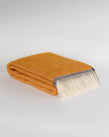 Wool throw blanket VENEZIA Yellow