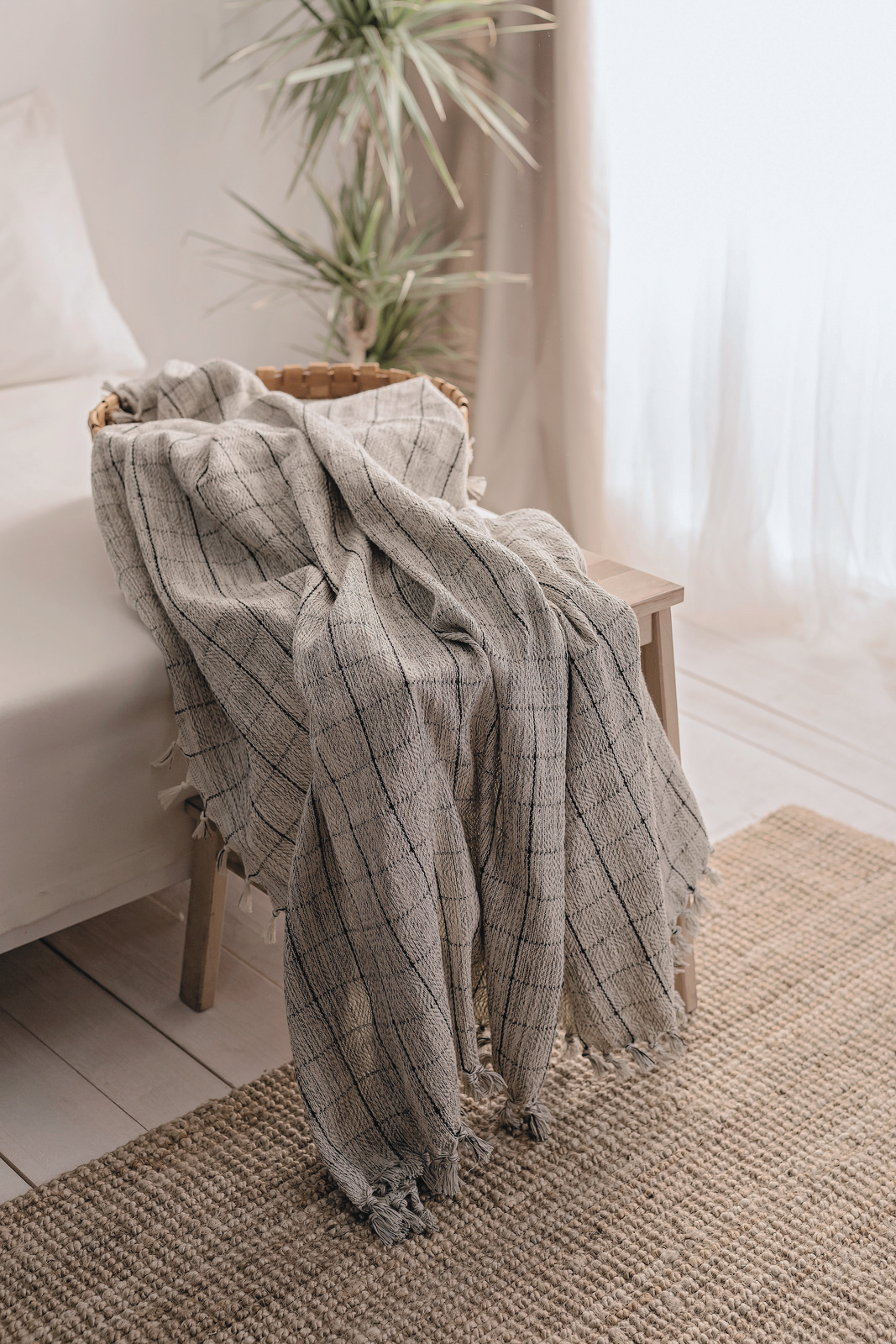 Mustard Striped Cream Throw blanket & Bedspread