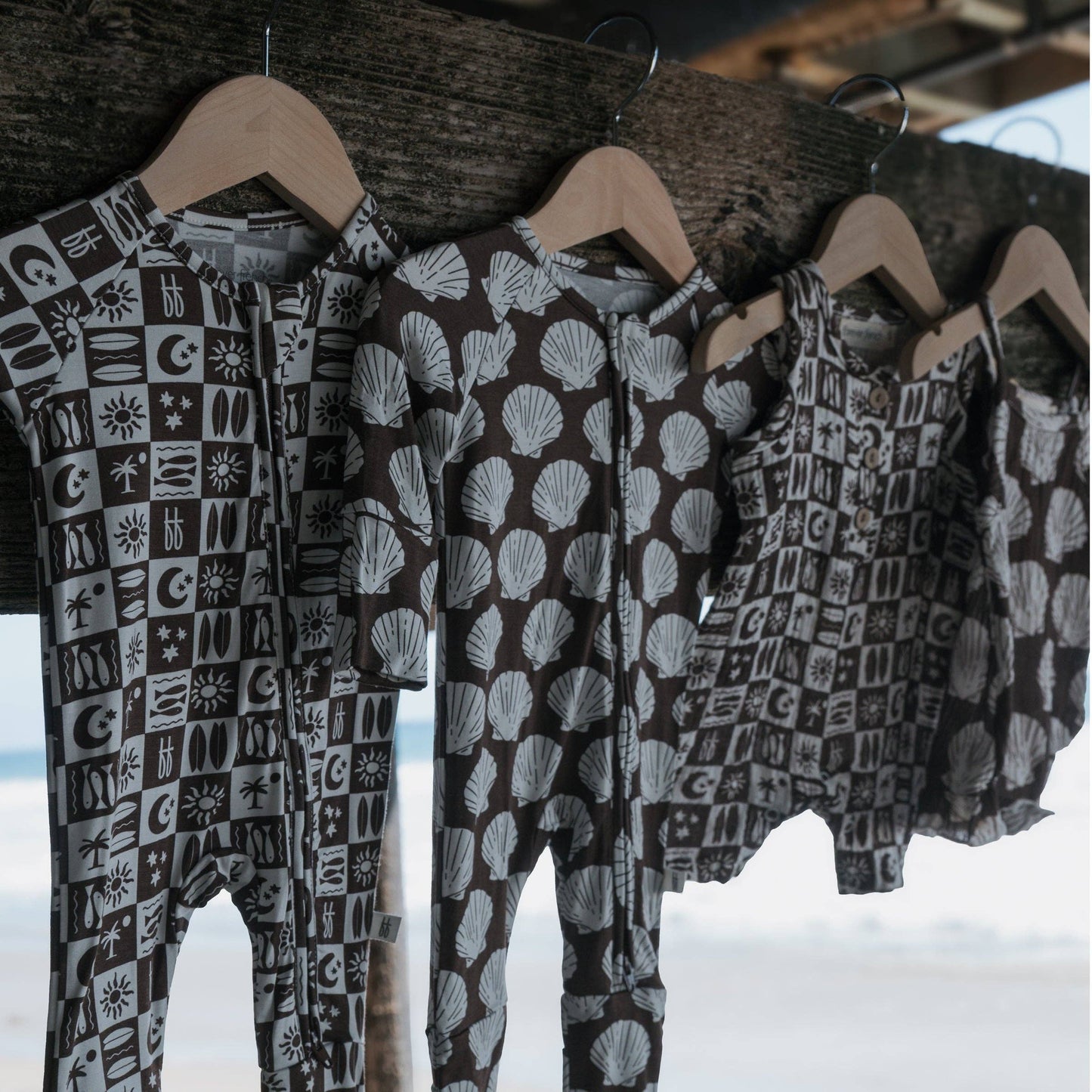 Bamboo Zip Pajamas | Seashells