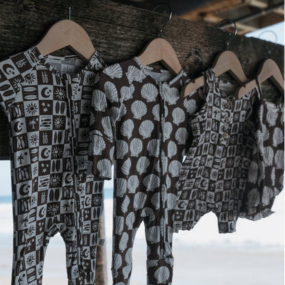 Bamboo Zip Pajamas | Seashells