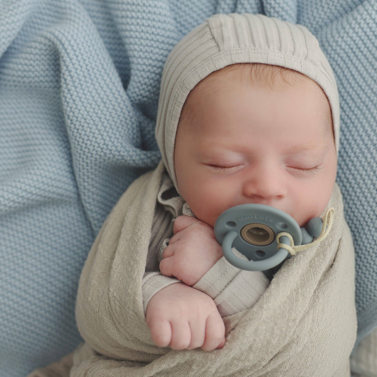 Lulababe 2 Tone Pacifier: Sage + Kahki / Hospital Nipple