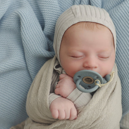 Lulababe 2 Tone Pacifier: Sage + Kahki / Hospital Nipple