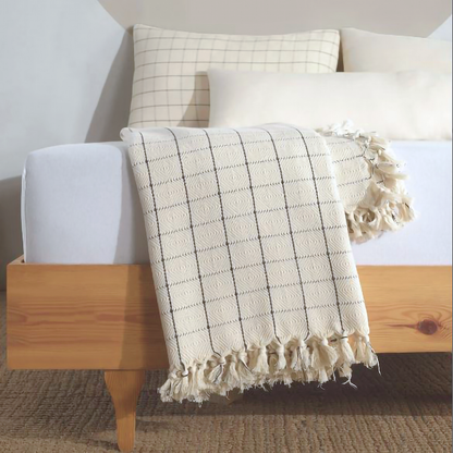 Black Striped Cream Throw blanket & Bedspread