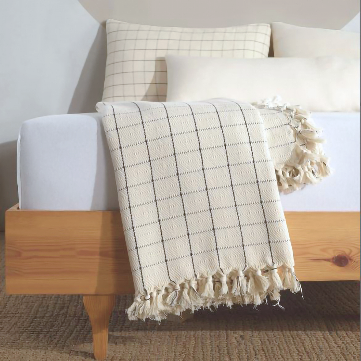 Mustard Striped Cream Throw blanket & Bedspread