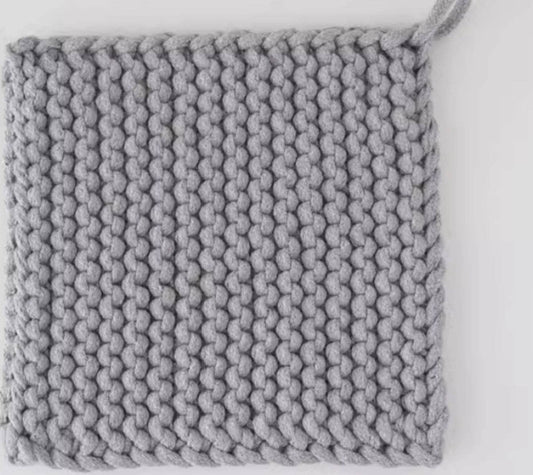 Cotton Crocheted Pot Holder: Grey Large