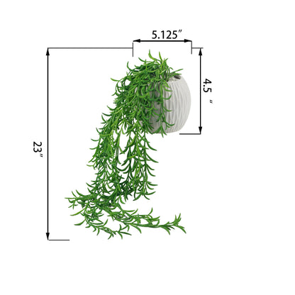 Hanging Faux String Succulent in White Ceramic Pot