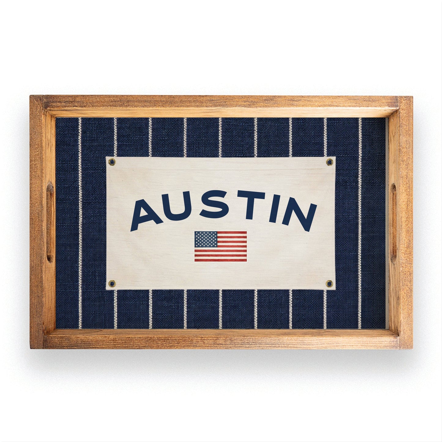 Alton American Flag Navy Stripe Banner  Serving Tray
