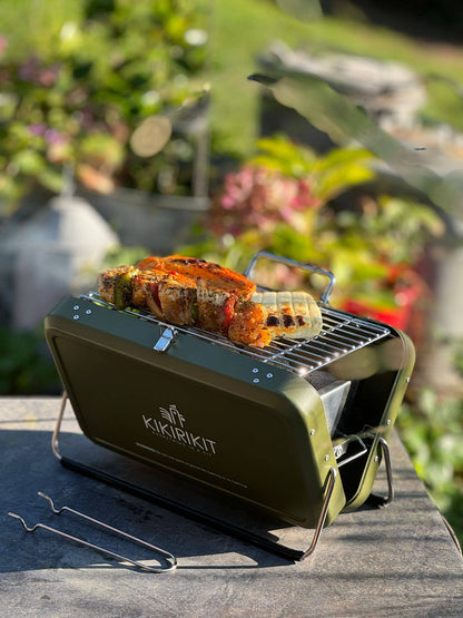 Basic Kit Portable Foldable Hunting Green Charcoal Barbecue