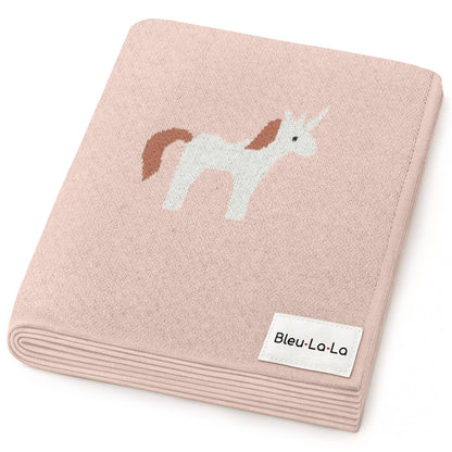 100% Luxury Cotton Swaddle Receiving Baby Blanket - Unicorn