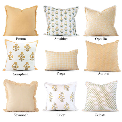 Seraphina Gold Mughal Flower Pillow - Elegant, Decorative