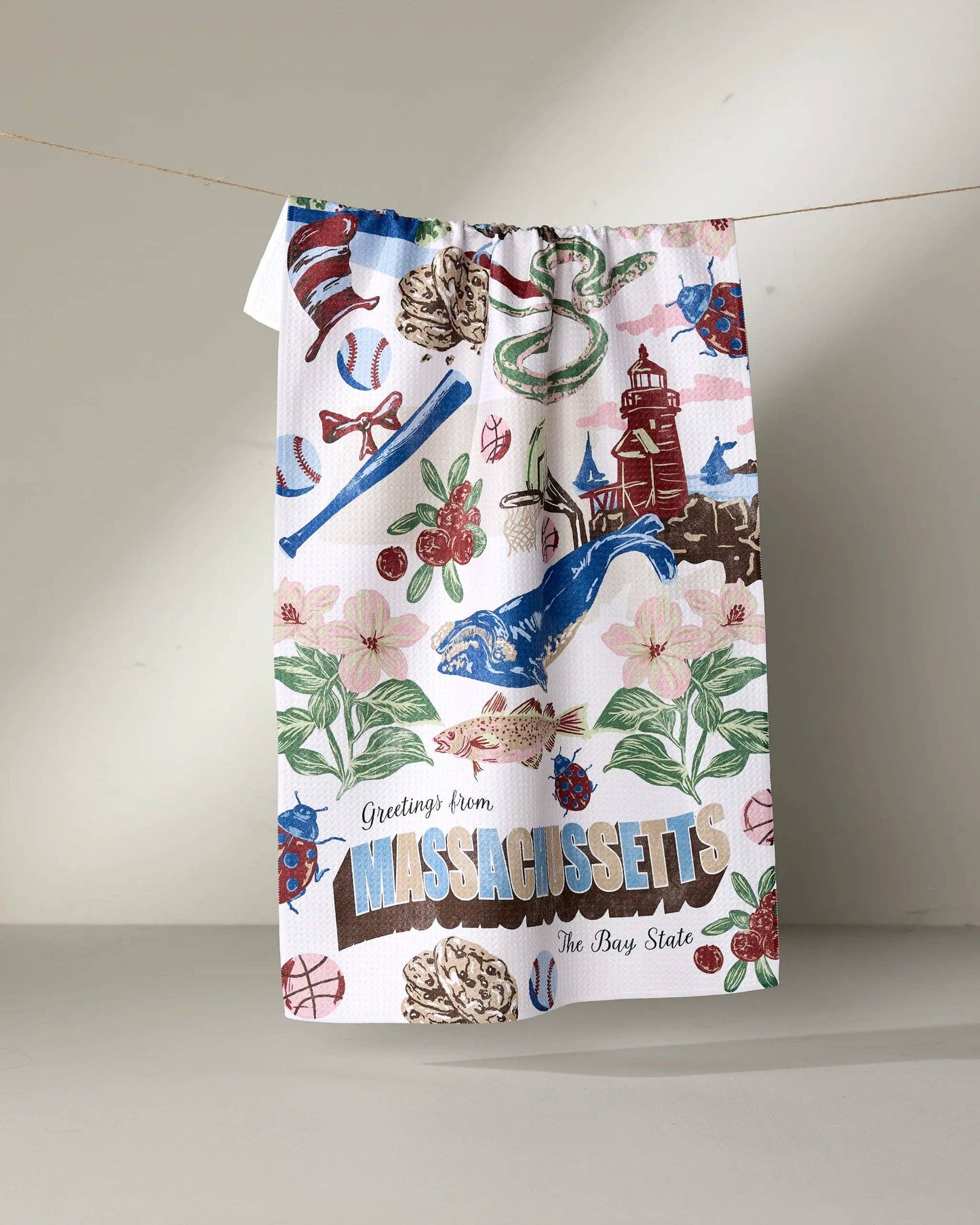 Greetings From Massachusetts Tea Towel