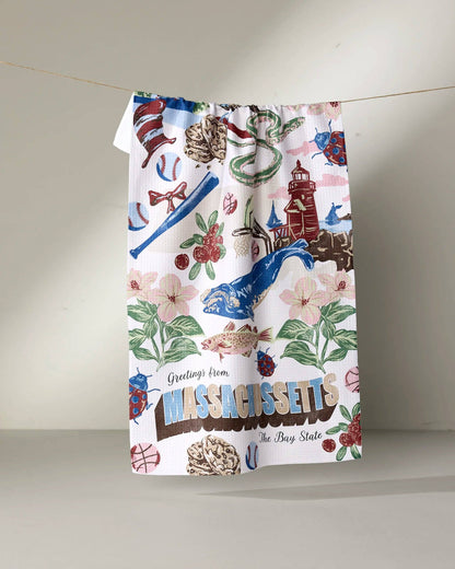 Greetings From Massachusetts Tea Towel