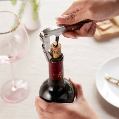 Rosewood Handle Double Hinged Corkscrew with Wood Gift Box