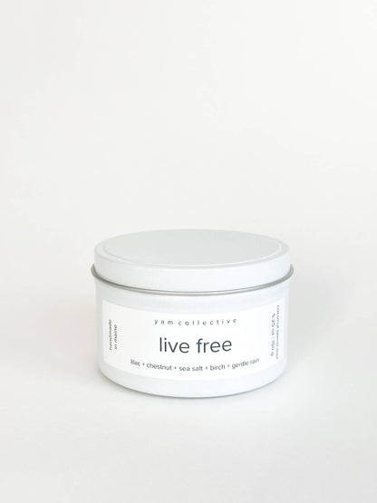 Live Free - 5 oz Lilac + Birch Cream Tin Candle