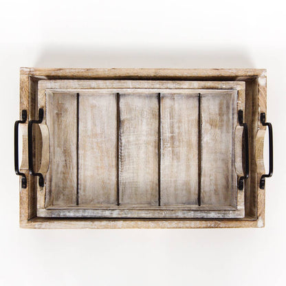 11069 - 18x12, 15x10 Mango wood nested trays, set/2 Thanks