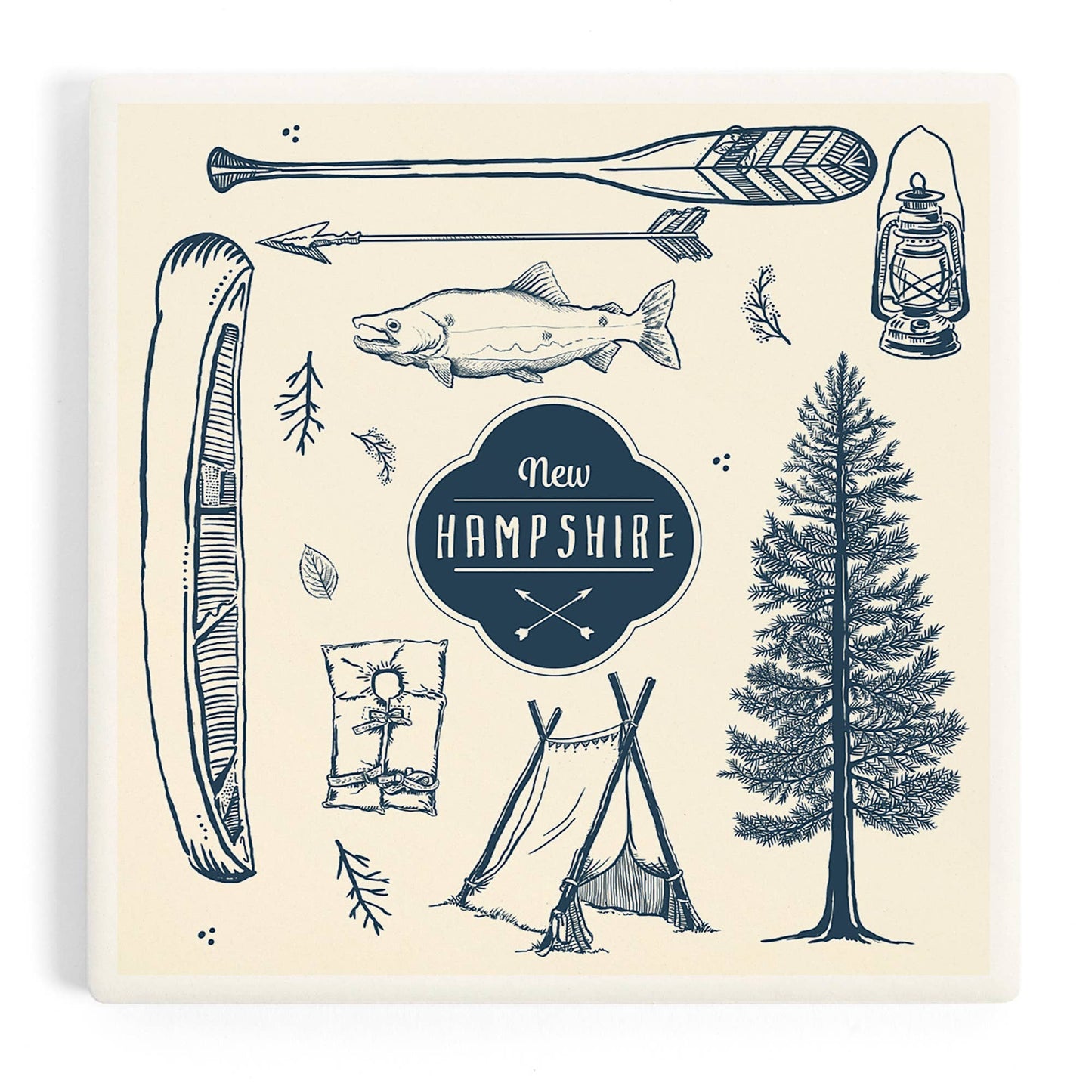 CERAMIC COASTER New Hampshire, Lake Collage