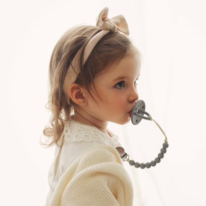 Lulababe 2 Tone Pacifier: Sage + Kahki / Hospital Nipple