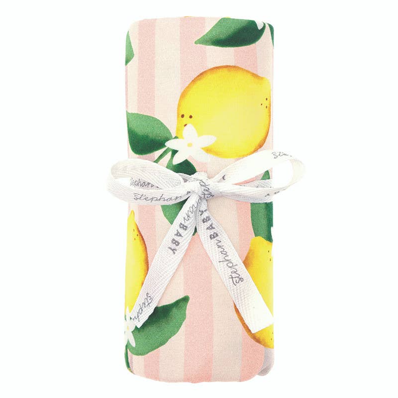Baby Blanket - Pink Stripes + Lemons