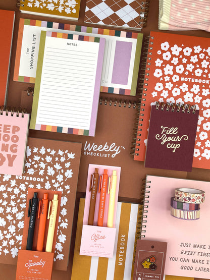 Fall Autumn Leaf Pattern Mini Jotter Notebook