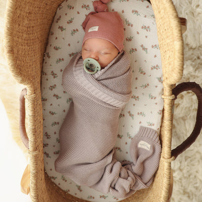Heritage Knit 100% Organic Cotton Swaddle Baby Blanket: Oatmeal