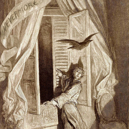 Nevermore Edgar Allan Poe The Raven Illustration Print