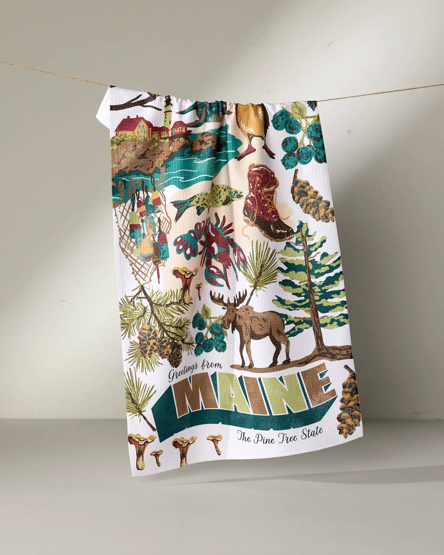 Greetings From Maine Tea Towel
