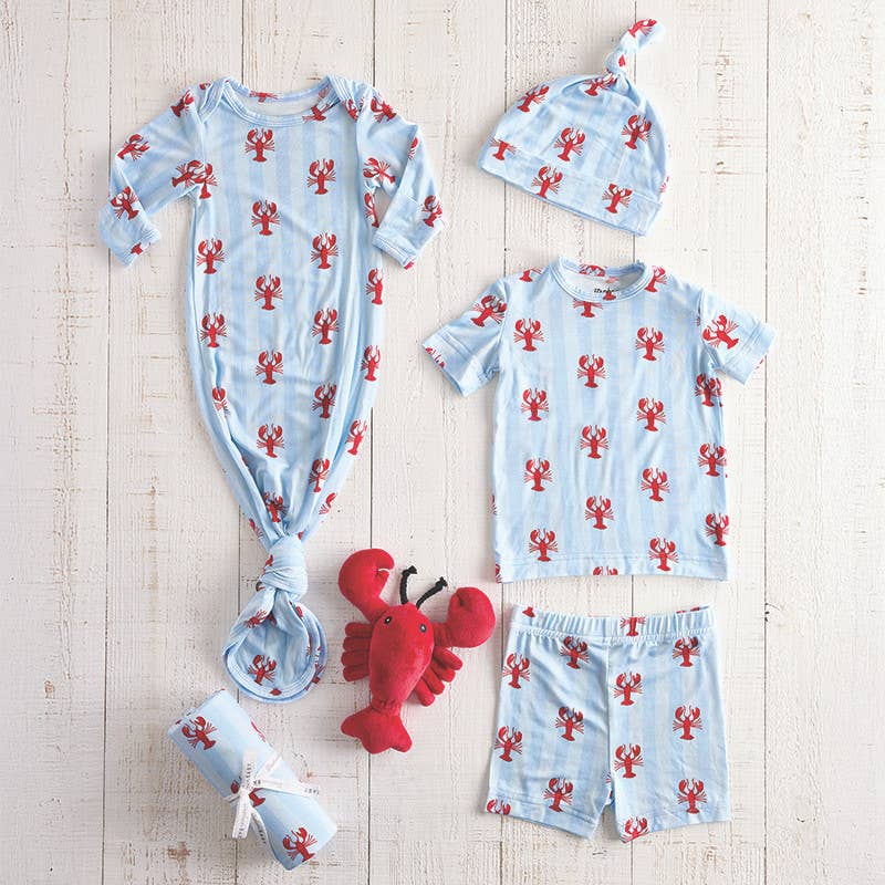 Swaddle Blanket + Plush Rattle - Lobster