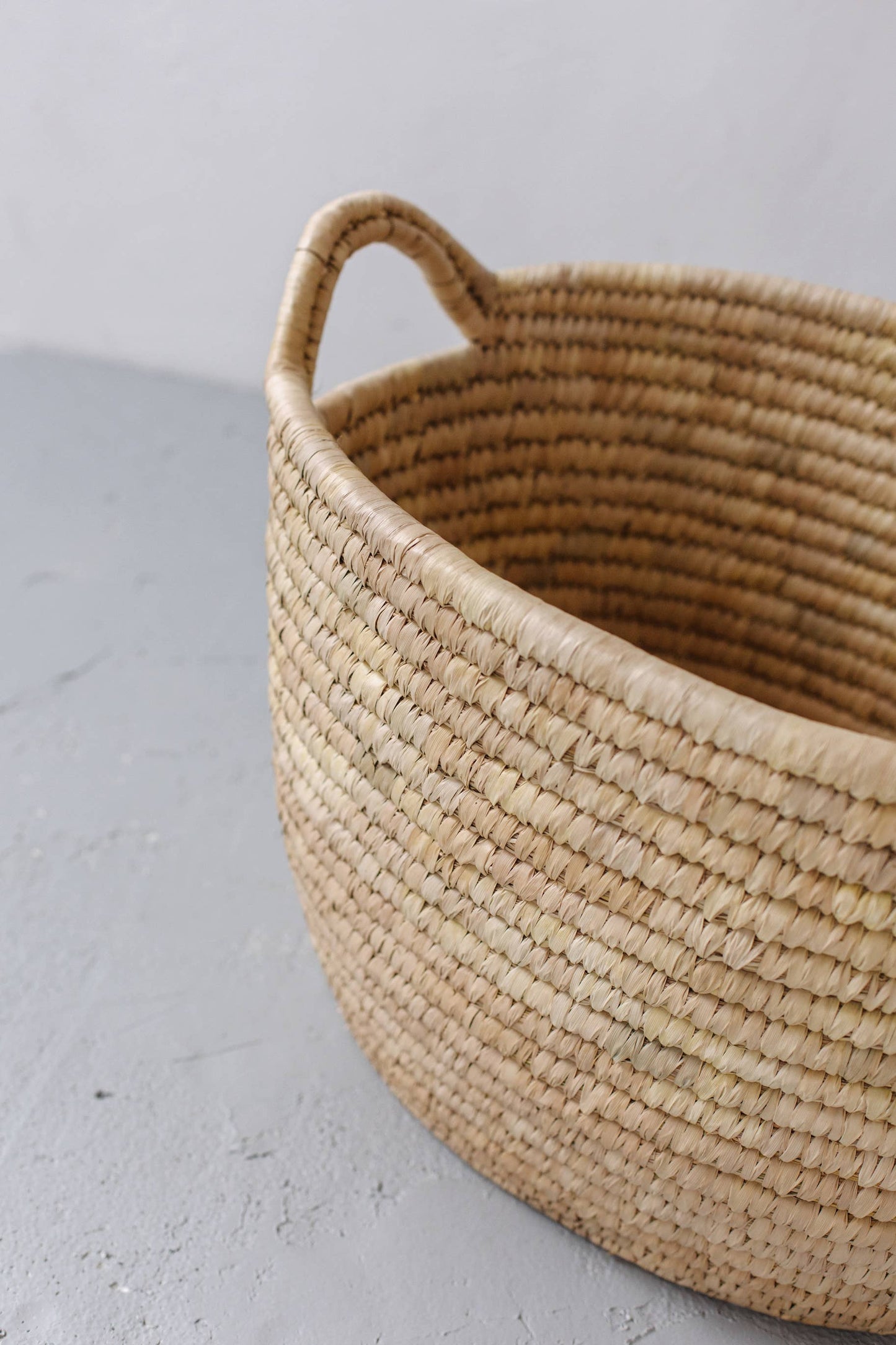 Oval Laundry Basket, palm leaf - low large