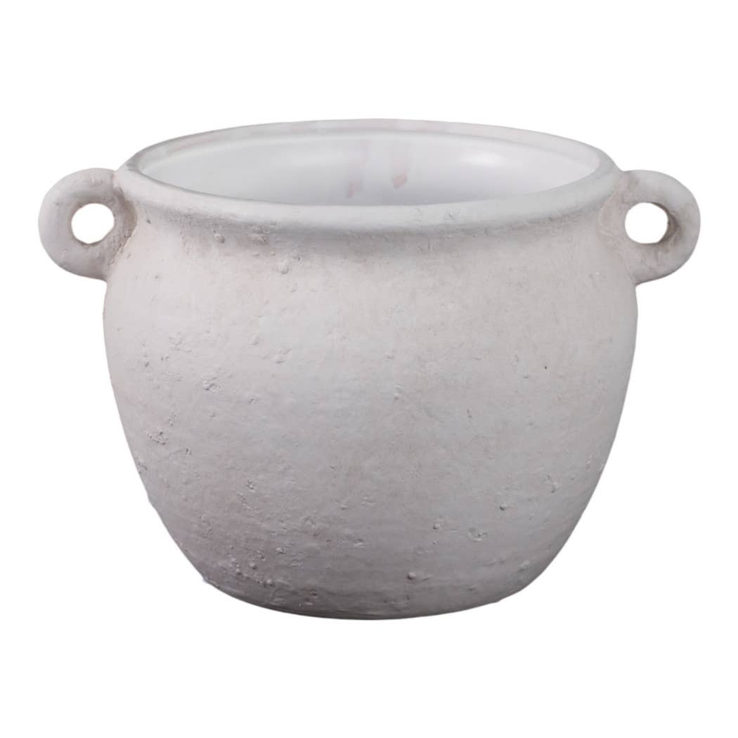 Decorative Jug Planter - White Stoneware Garden, 10 in.