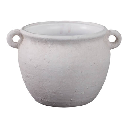 Decorative Jug Planter - White Stoneware Garden, 10 in.